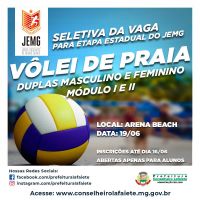 Inscrições para seletiva de Vôlei de praia para  etapa estadual do JEMG