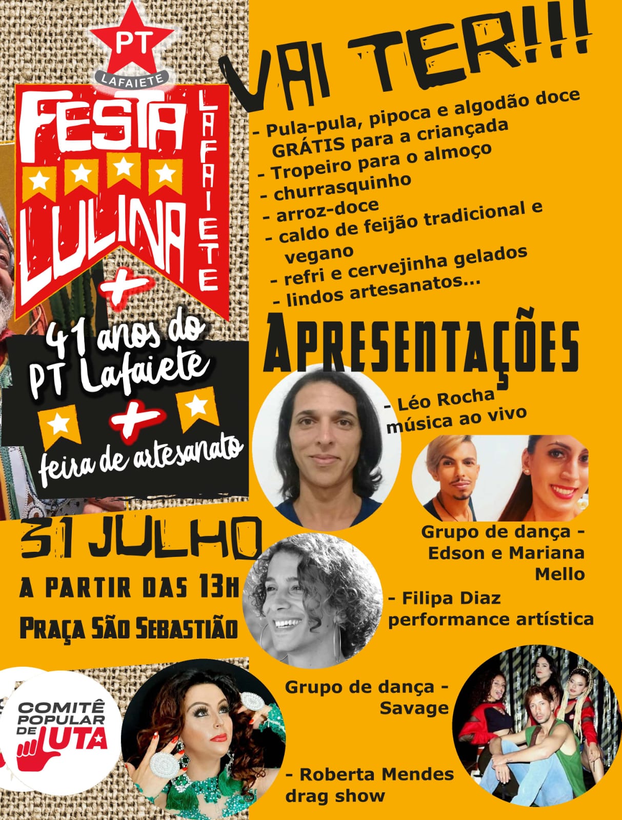 PT Lafaiete comemora aniversário com “Festa Lulina”