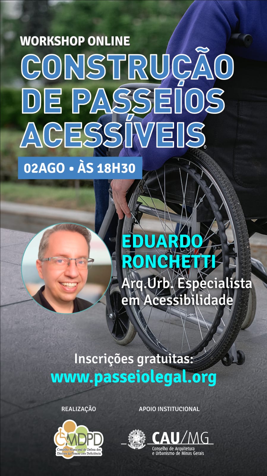Curso gratuito para profissionais da construção civil sobre passeios acessíveis à pessoas com deficiência