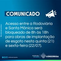 Congonhas: acesso entre a Rodoviária e Santa Mônica será bloqueado nesta quinta e sexta