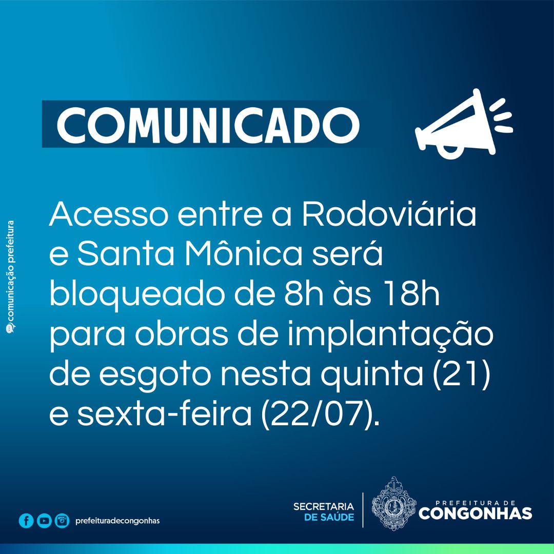 Congonhas: acesso entre a Rodoviária e Santa Mônica será bloqueado nesta quinta e sexta