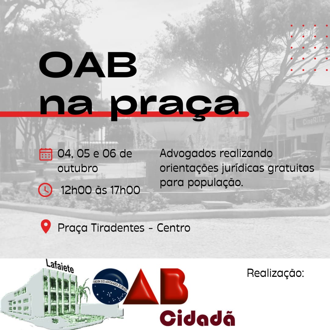 OAB na Praça: orientação jurídica gratuita ao cidadão!