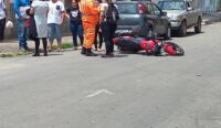 Duas pessoas ficam feridas após acidente envolvendo moto e bicicleta