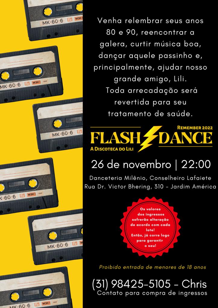 Festa Flash Dance neste sábado em Lafaiete