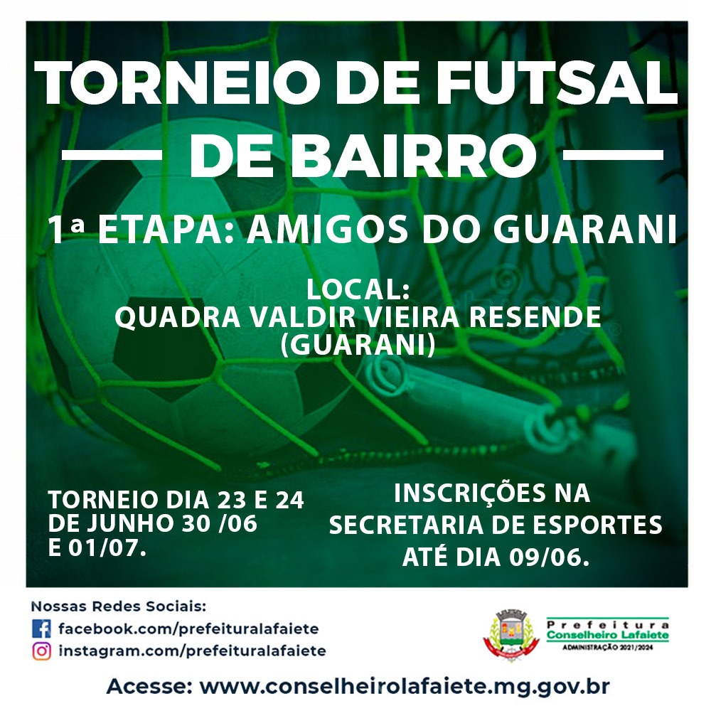 Vem aí o Torneio de Futsal do Bairro Guarani