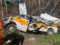 Acidente entre van escolar e caminhão betoneira mata motorista de estudante