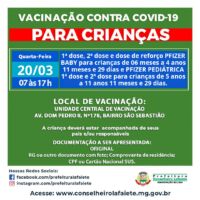 Calendário de vacinação para crianças em Lafaiete