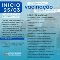 Campanha de vacinação contra influenza começa nesta segunda 25/03