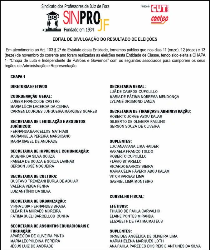Sinpro-JF: nota da Tribuna de Minas em 14/12/2025 - Imagem do artigo