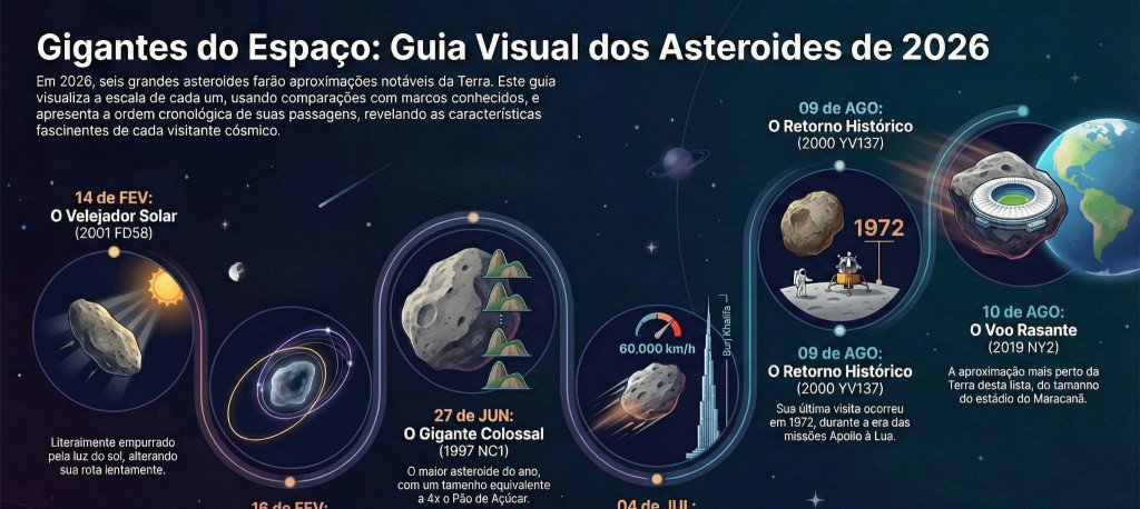 Asteroides potencialmente perigosos: 6 passagens em 2026 - Imagem do artigo