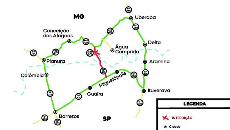 Ponte entre Minas Gerais e São Paulo é interditada totalmente - Imagem do artigo original