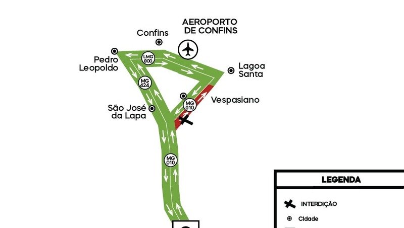 Interdição na MG-010 bloqueia tráfego em Vespasiano - Imagem do artigo original