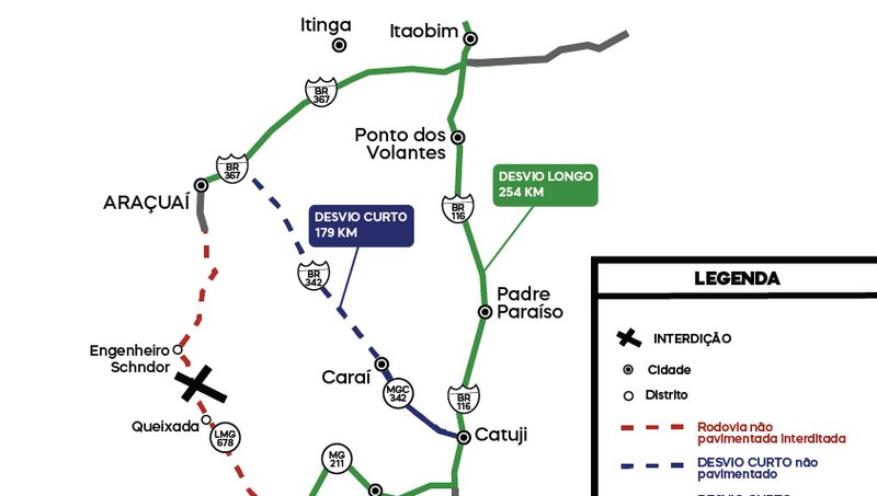 LMG-678 interditada: DER-MG trabalha para liberar via - Imagem do artigo original