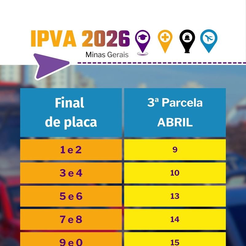 IPVA 2026 MG: terceira parcela vence até 15 de abril - Imagem do artigo original