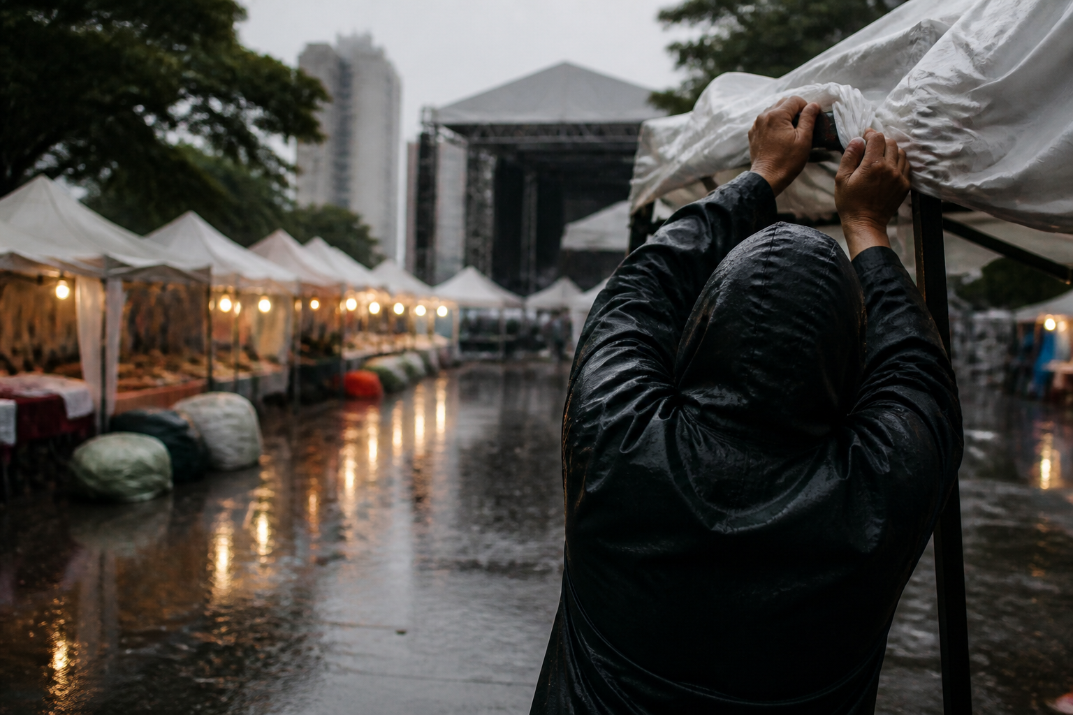 Imagem ilustrativa: Chuva forte paralisa feira hippie e causa adiamento de show na virada cultural em belo horizonte