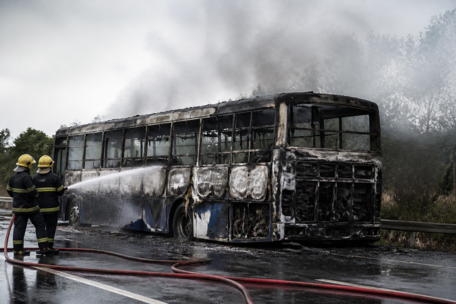 Imagem ilustrativa: Ônibus de viagem pega fogo no Vale do Rio Doce sem vítimas