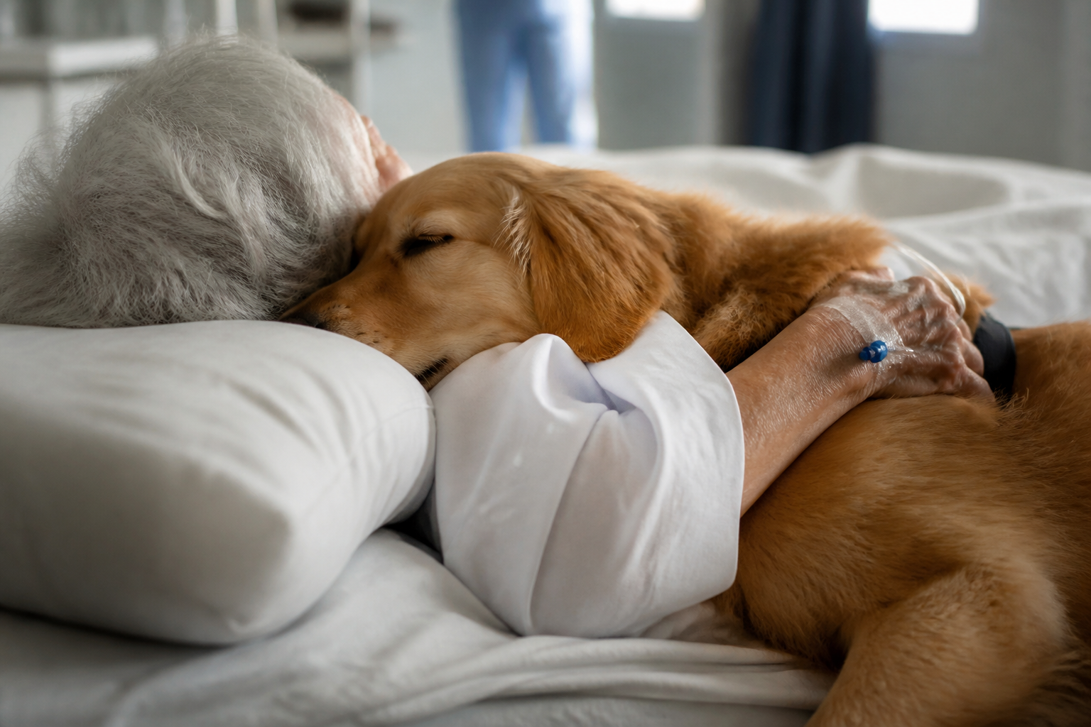Imagem ilustrativa: Reencontro emocionado de idosa com seu cão acelera recuperação no hospital