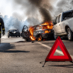 Imagem ilustrativa: Acidente com fogo após colisão entre três veículos na br-040 em minas gerais