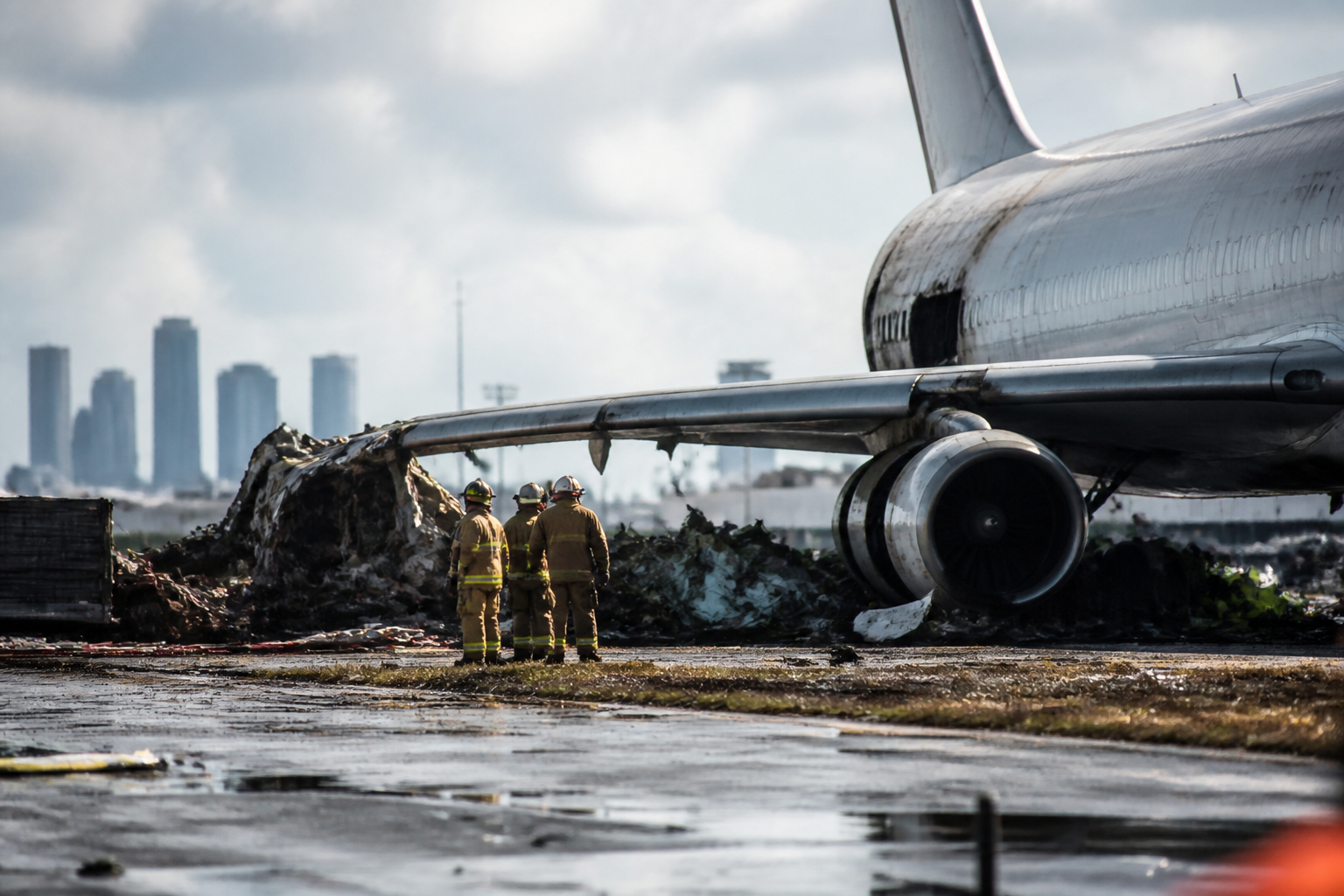 Imagem ilustrativa: Avião de carga sai da pista em Miami e deixa cinco mortos após colisão com veículos