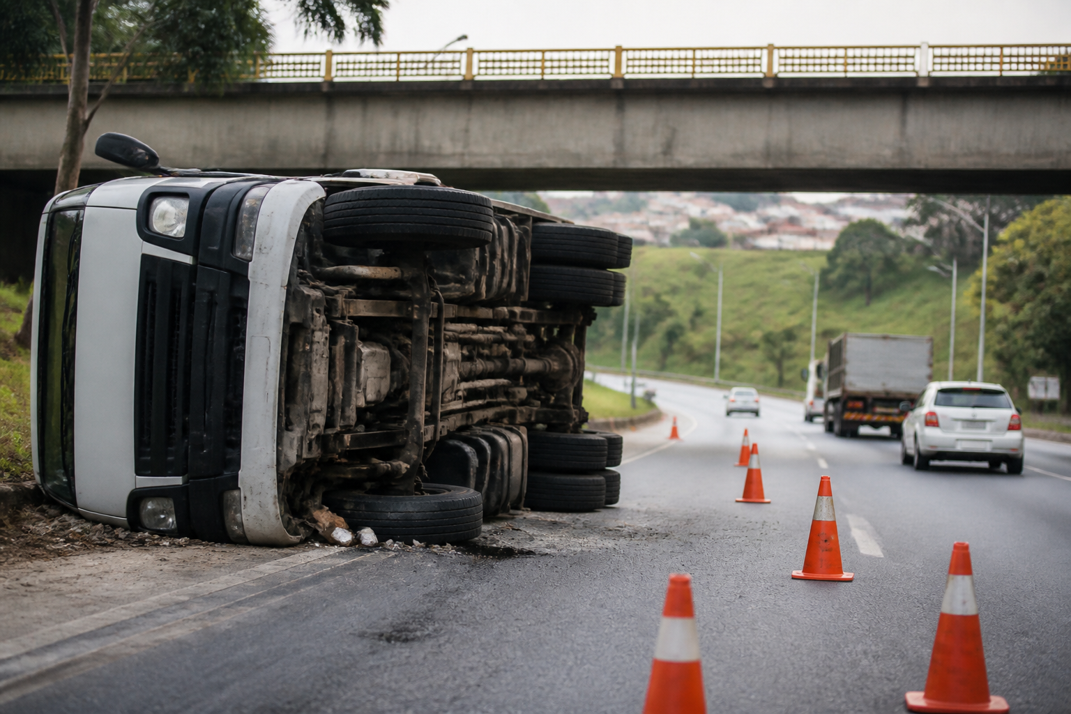 Imagem ilustrativa: Caminhão de lixo tomba e interdita anel rodoviário de belo horizonte na manhã de sábado