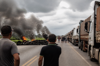 Imagem ilustrativa: Caminhoneiros bloqueiam alça viária no Pará contra restrição a veículos longos