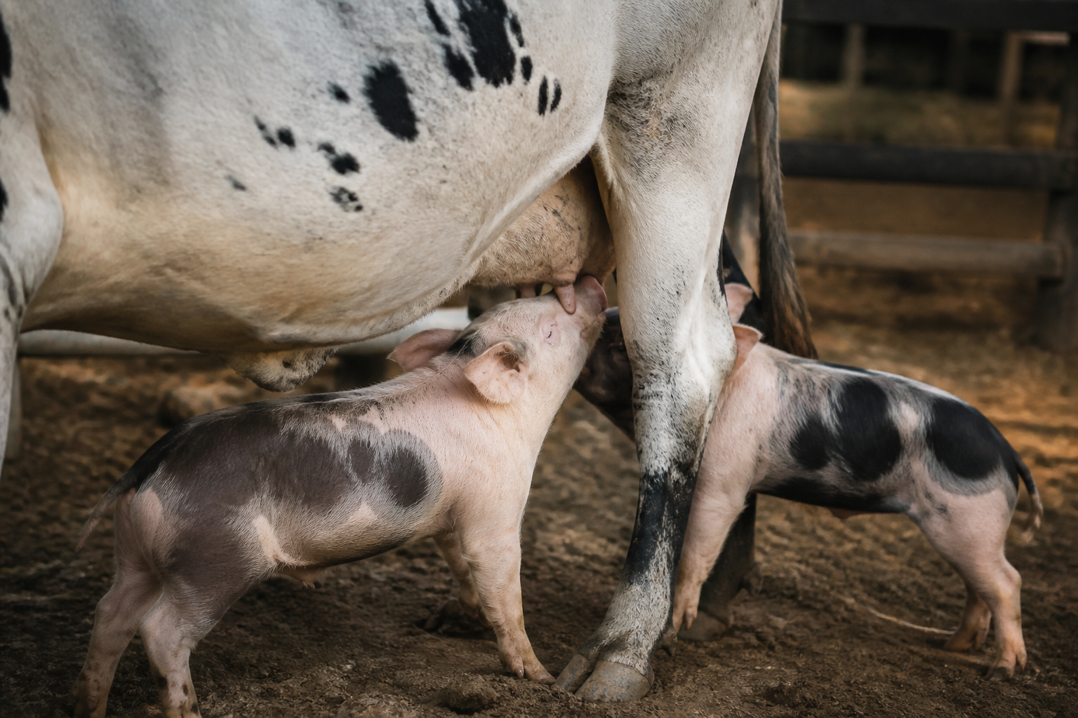 Imagem ilustrativa: Leitões são flagrados mamando em vaca em fazenda de Minas Gerais e chamam atenção na internet