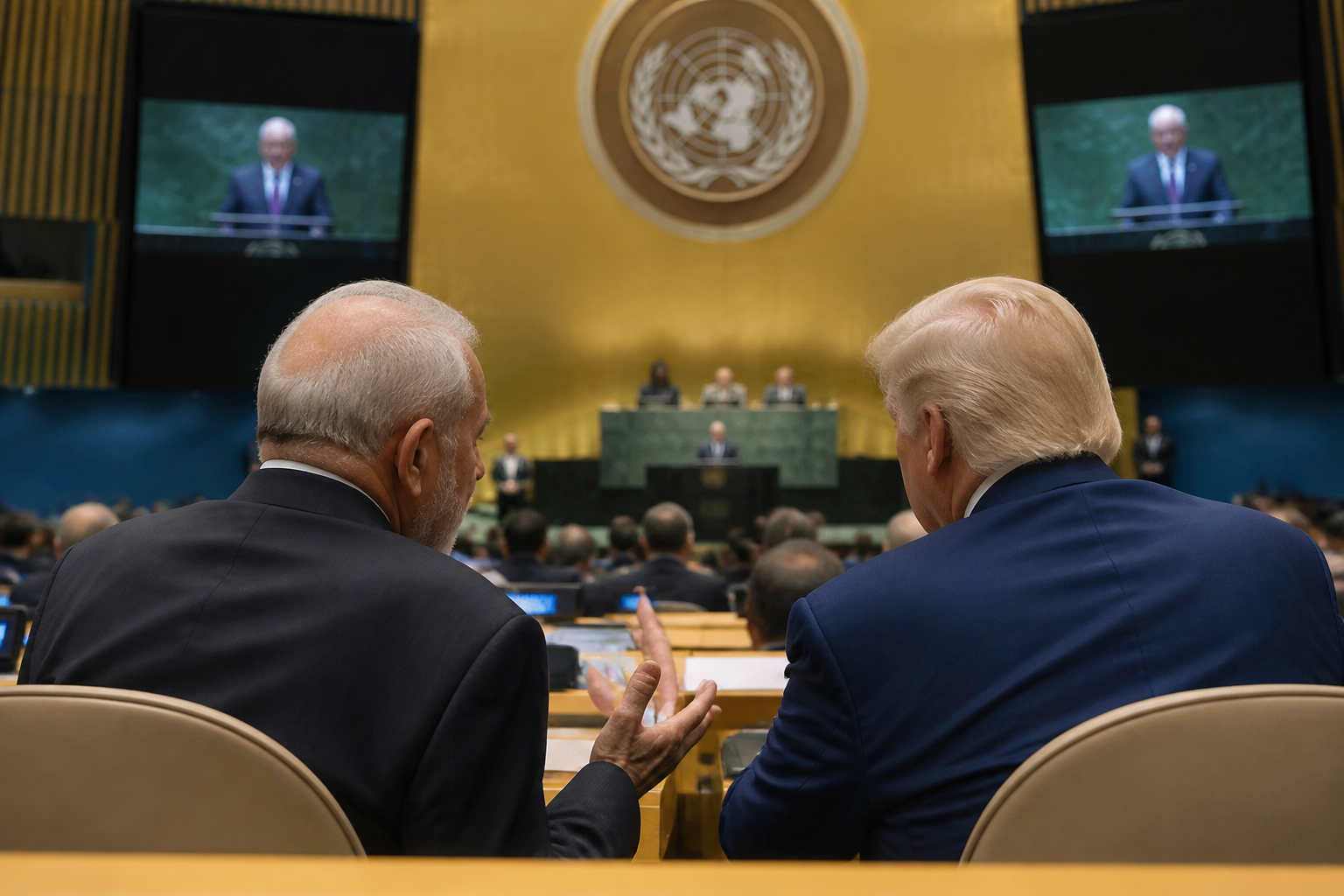 Imagem ilustrativa: Lula e Trump compartilham momento crucial na abertura da Assembleia da ONU
