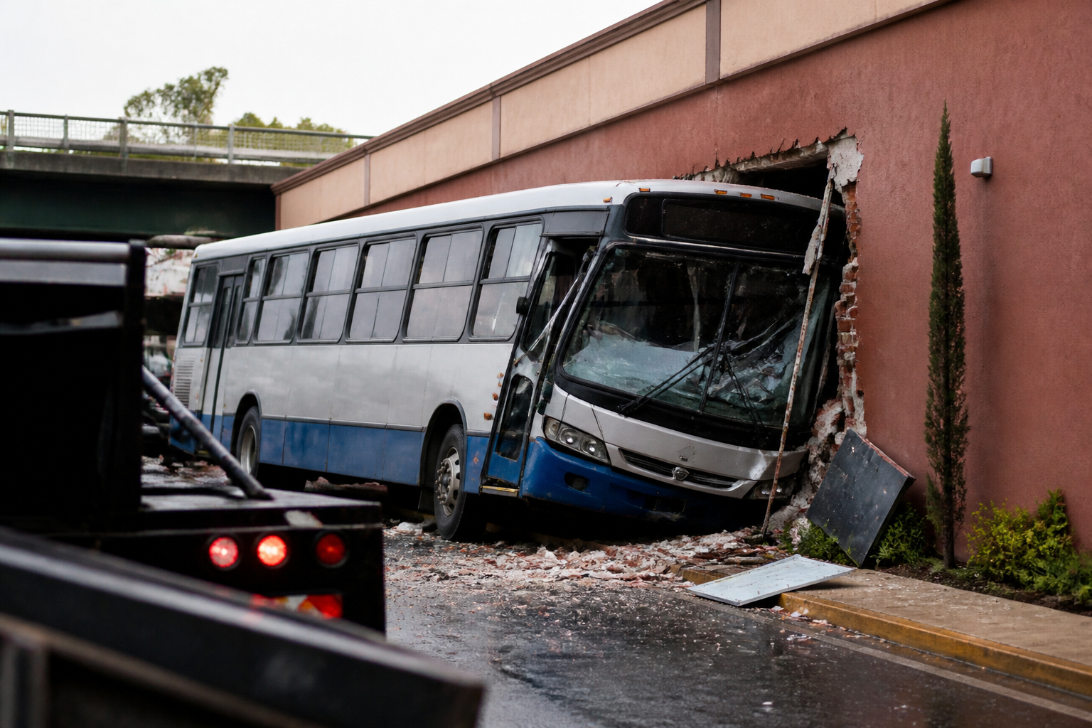 Imagem ilustrativa: Motorista perde controle e ônibus colide com motel no anel rodoviário de belo horizonte