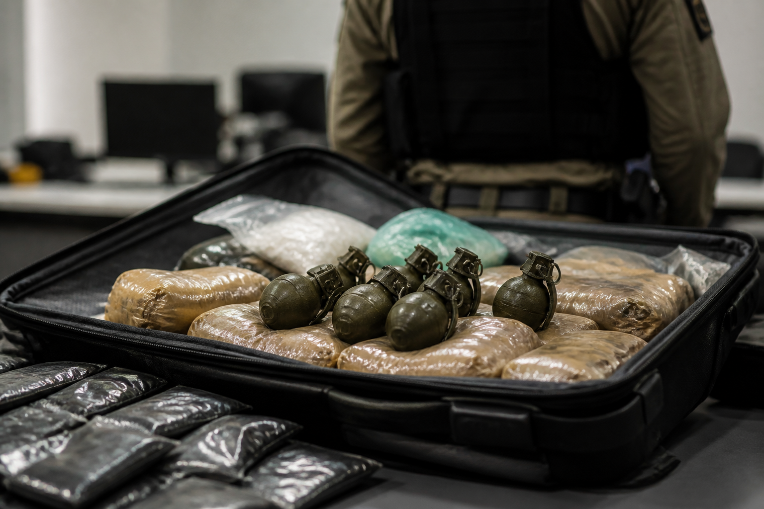 Imagem ilustrativa: Polícia militar apreende granadas e entorpecentes em mala de passageiro em Minas Gerais