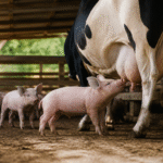 Imagem ilustrativa: Porquinhos em MG usam vaca para conseguir leite extra e surpreendem dona