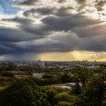 Imagem ilustrativa: Previsão do tempo para hoje em Sete Lagoas MG sol nuvens e chuvas rápidas durante o dia e à noite