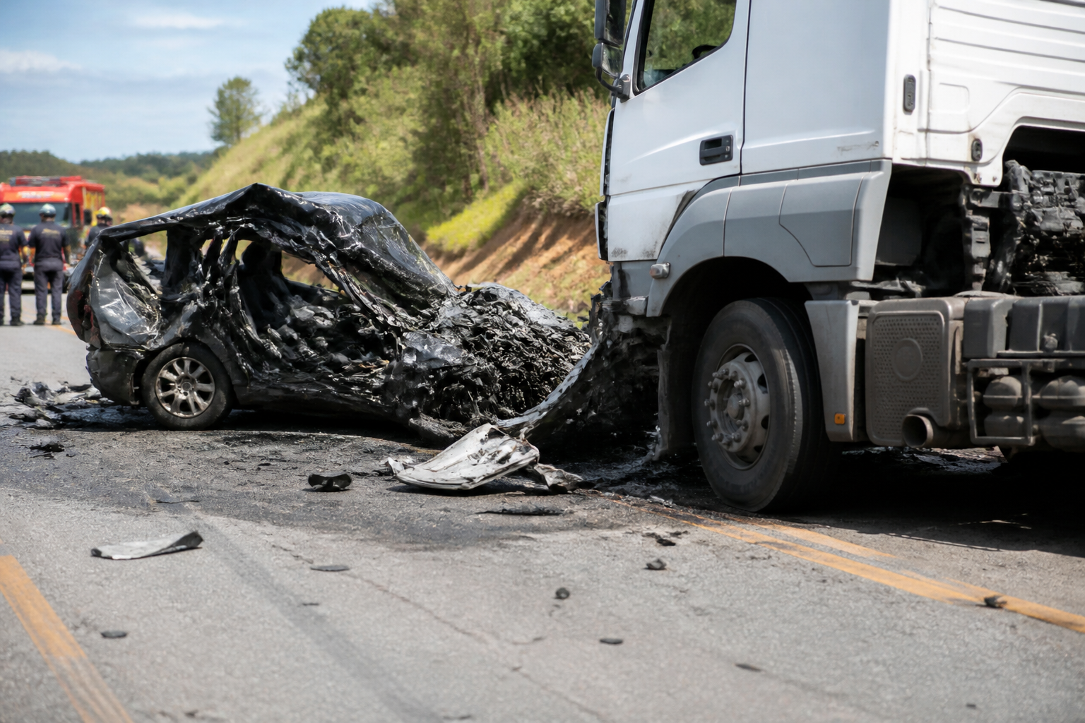 Imagem ilustrativa: Três mortes em acidente grave entre carro e caminhão na br-146 em minas gerais