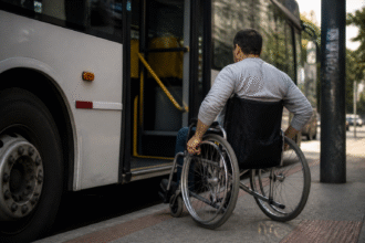 Imagem ilustrativa: Cadeirante enfrenta desafios diários pela falta de acessibilidade no transporte público de BH