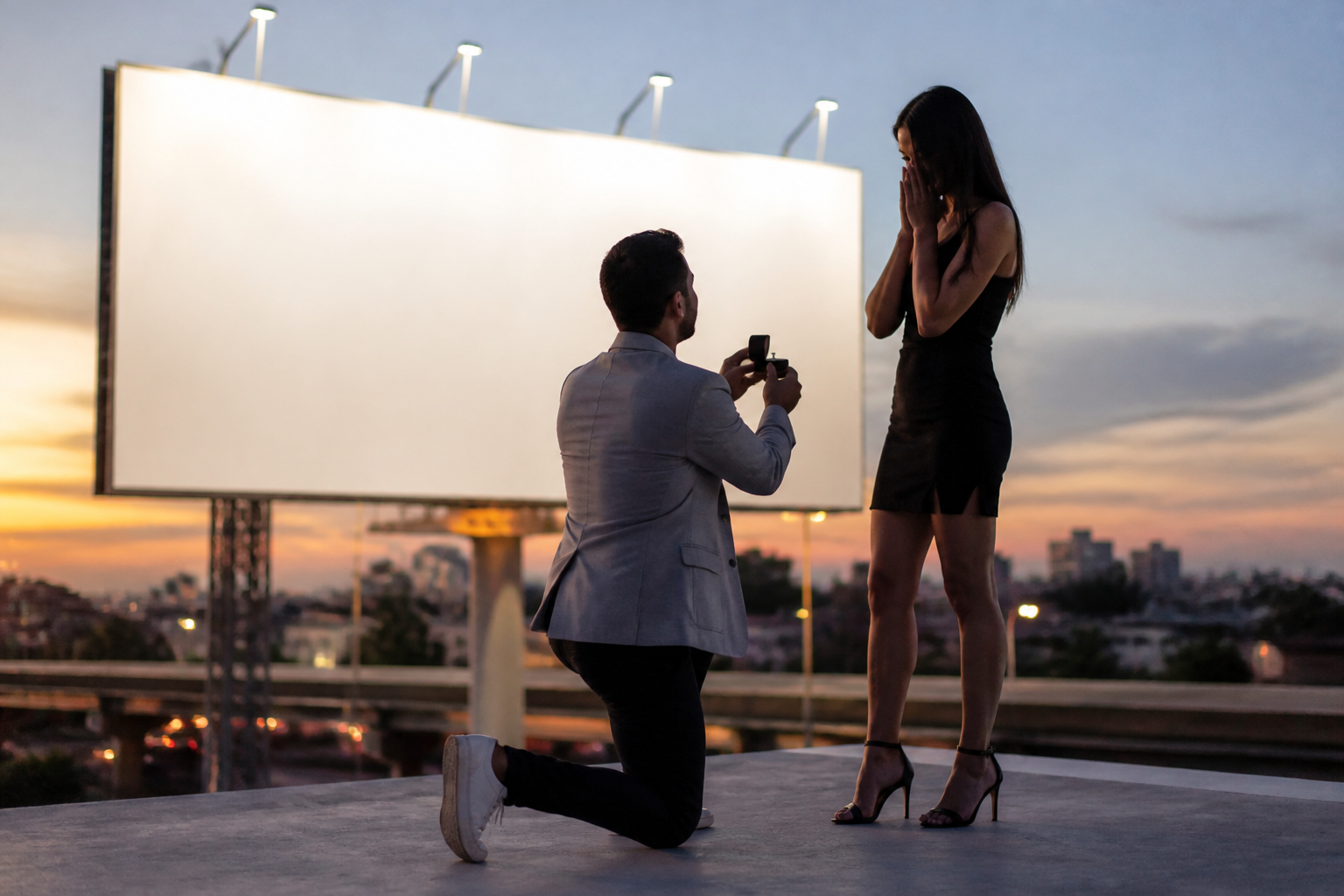 Imagem ilustrativa: Empresário usa outdoor em BH para pedir namorada em casamento e surpreende a cidade