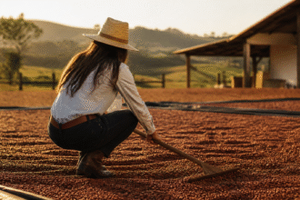 Imagem ilustrativa: Menina conquista seguidores ao mostrar rotina na fazenda com secagem do café e cuidados animais