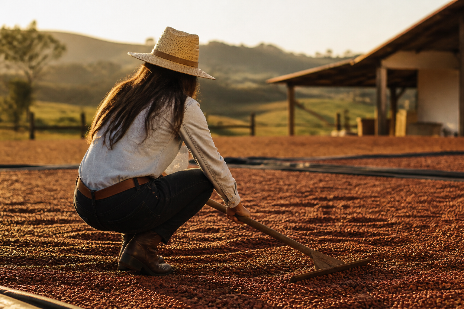 Imagem ilustrativa: Menina conquista seguidores ao mostrar rotina na fazenda com secagem do café e cuidados animais