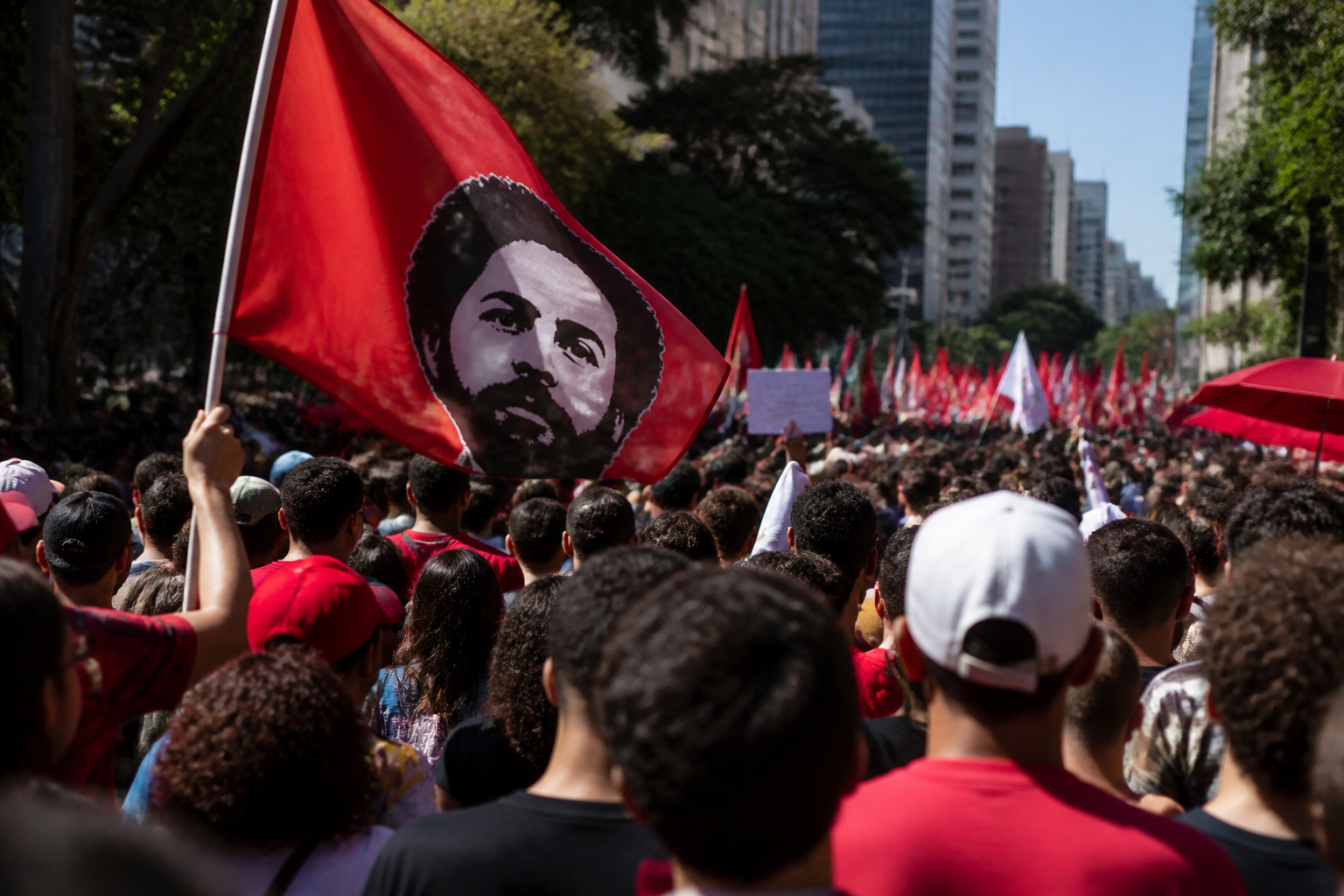 Imagem ilustrativa: Multidão de jovens toma avenida em belo horizonte em ato pró-lula