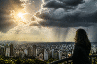 Imagem ilustrativa: Previsão do tempo em belo horizonte sol algumas nuvens e pancadas de chuva rápidas durante o dia e à noit